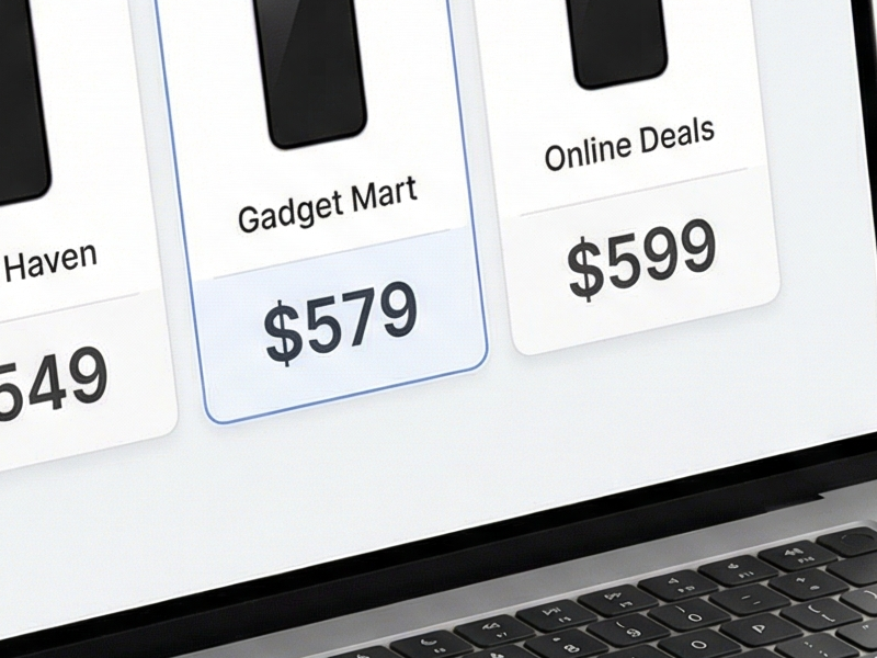 Price comparison table showing different offers