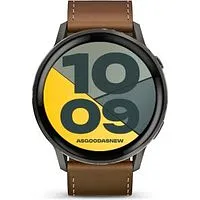 Garmin Venu 4 45mm schwarz/schiefergrau Leder-Armband dunkelbraun (010-03014-03)