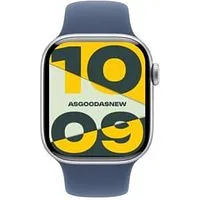 Apple Watch Series 10 GPS 42mm Aluminium silber Sportarmband denim S/M