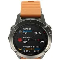 Garmin Fenix 6 Saphir 47mm titanium orange (010-02158-14) grau/ silber