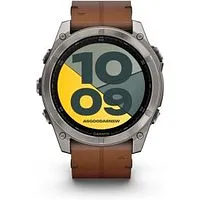 Garmin Fenix 8 AMOLED Sapphire 51mm graphit/titanium titan Leder-Armband braun (010-02905-40)