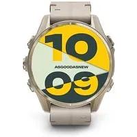 Garmin Fenix 8 AMOLED Sapphire 43mm nebelgrau/softgold Leder-Armband kalkstein (010-02903-40)